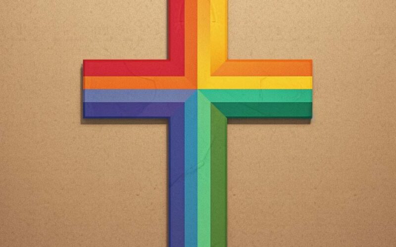 cross with rainbow pattern